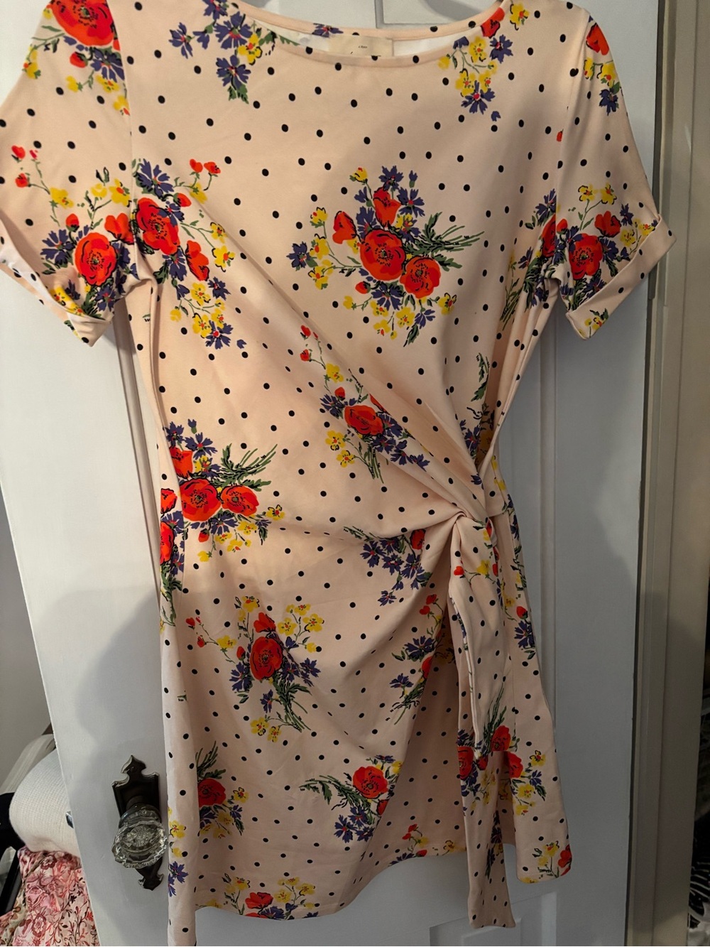 Sezane Pippa Floral Polka Dot Tie-Waist Dress -